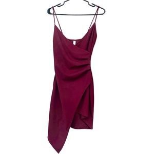 M Boutique/Mendocino Red Wine Asymmetrical Faux Wrap Mini Party Dress (EUC)